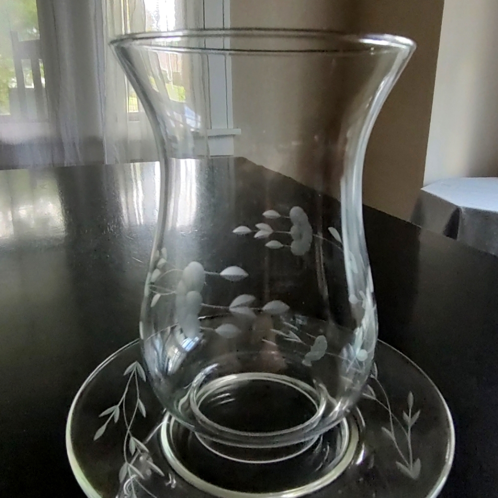 Princess House Hurricane Lantern Globe and Dish
